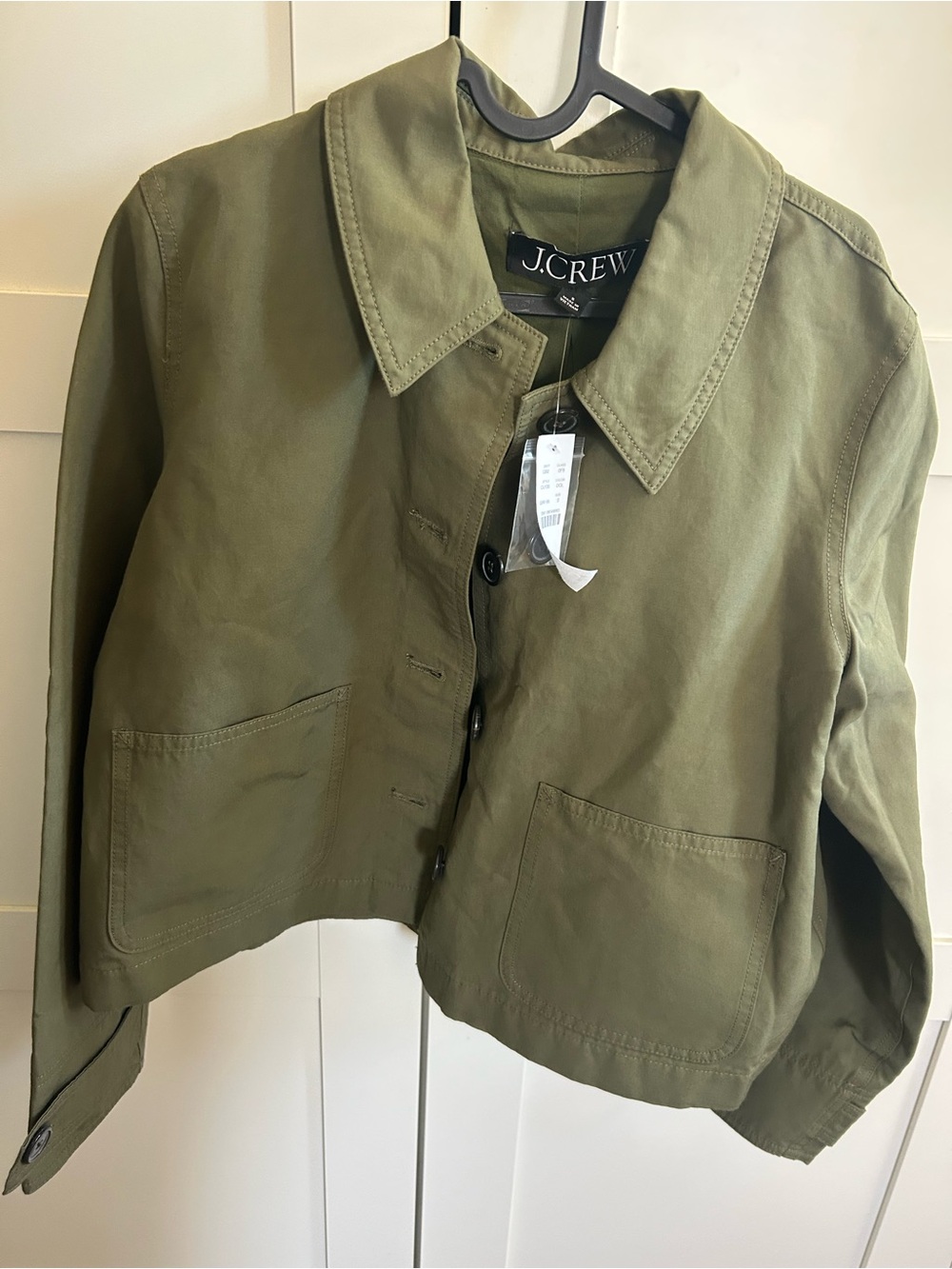 JCrew Olive Green Cropped barn Jacket Sz S - Picture 9 of 10